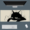 Gaming Mouse Pad XL Extended Anime Mouse Pad 31.5x11.8 inch, Large Cute Kawaii Big Computer Mouse Mat Desk Pad with Non-Slip Rubber Base and Stitched Edge for Home Office-Black Cat