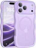 BENTOBEN Magnetic for iPhone 17 Pro Max Case, Cute Wavy [Full Camera Protection][Compatible with MagSafe] Matte Anti-Slip Bumper Women Girls Boys Protective Cover for 17 ProMax 6.9", Lavender Purple