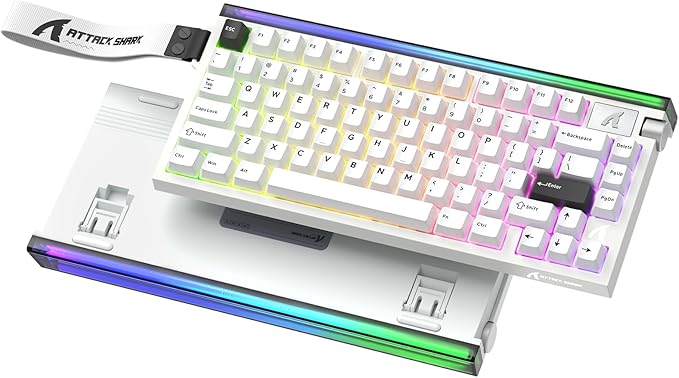 ATTACK SHARK R85 HE Wired 75% Hall Effect Rapid Trigger Mechanical RGB Gaming Keyboard with 8K Polling,0.05mm RT Accuracy,0.08MS Latency,Magnetic Switch,5 Layer Sound Damped,Driver for PC(Star White)