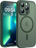 TOCOL Magnetic for iPhone 13 Pro Case Upgraded Full Camera Protection Compatible with Magsafe Drop Protection Translucent Matte Back Bumper Phone Cover 6.1-Inch, Alpine Green