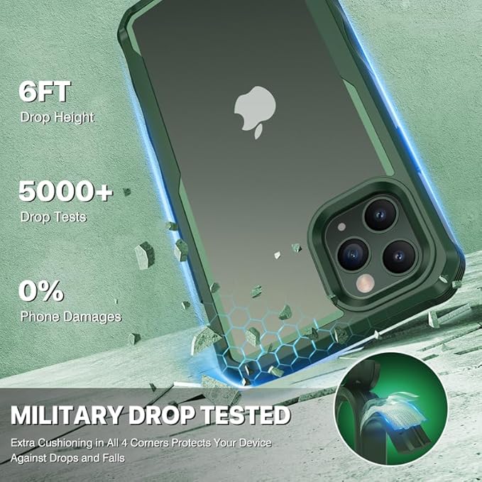 CENHUFO Privacy for iPhone 11 Pro Max Case, Full Body Phone Case with Built-in 9H Tempered Glass Privacy Screen Protector and Camera Lens Protector, Anti Peep Shockproof Bumper Clear Cover - Green
