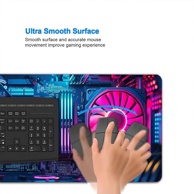 Cyberpunk Mouse Pad Neon Technology Exquisite XL Mouse Pad Large Mousepad Extended Laptop Keyboard Mat Gaming Desk Pad Mouse Mat Fits Home Desk, Office Table, or Study Room 31.5x11.8 Inch