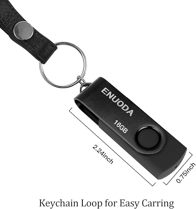 16GB Flash Drive ENUODA 1 Pack Thumb Drive 16GB USB 2.0 Memory Stick Jump Drive Pen Drive for File Storage and Data Transfer (Black)