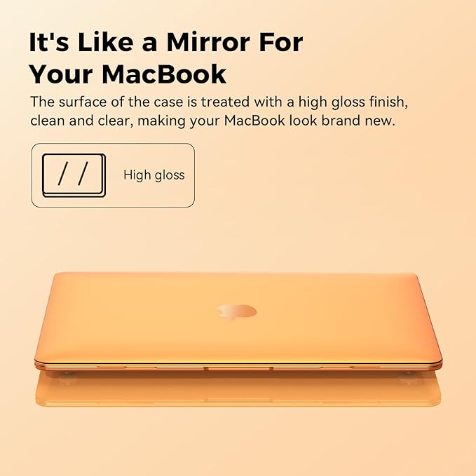 EooCoo Hard Case Compatible with MacBook Air 13.3 inch M1 Chip 2021-2018 with Retina Display, Air 13.3 inch Plastic Protective Case + Transparant Keyboard Cover + Screen Protector, Crystal Orange