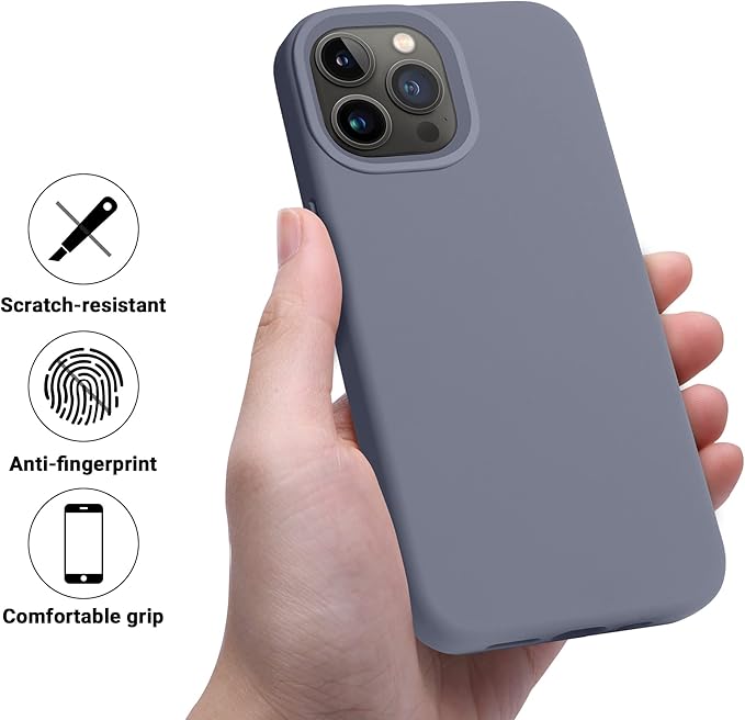 OTOFLY Compatible with iPhone 13 Pro Case, Liquid Silicone Slim Protective Shockproof Phone Case Cover with Anti-Scratch Microfiber Lining, 6.1 inch, Lavender