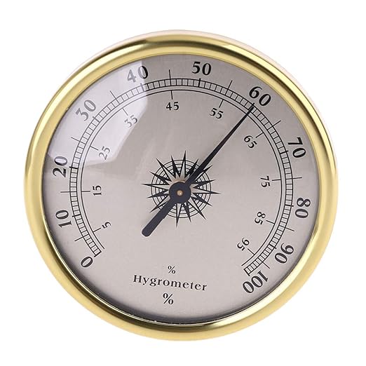 Round Gold Thermometer and Hygrometer 72mm Temperature Monitor Humidity Meter Gauge No Battery Needed for Indoor Meter