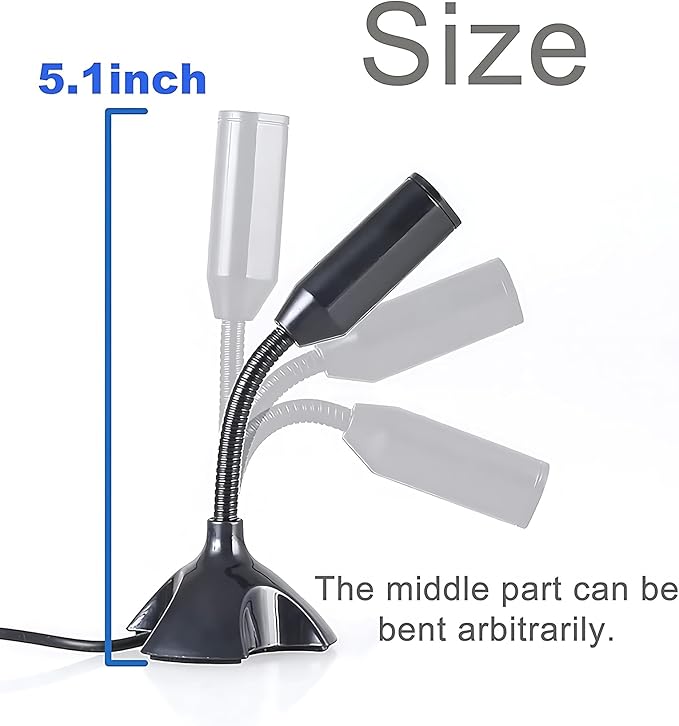 Mini USB Microphone for Desktop Computer and Laptop,Portable USB Condenser Mic With Adjustable Stand,Compatible with PC/Mac,Plug & Play,Ideal for Meeting,Online Class,Games,Remote work(Black)