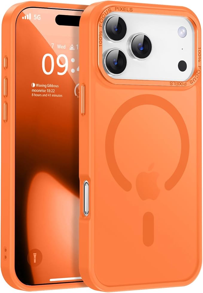 Newfuture Magnetic for iPhone 17 Pro Case [Compatible with Magsafe] [Military Grade Drop Protection] Translucent Matte Anti-Scratch Shockproof Protective Phone Cover 6.3 Inch, Orange