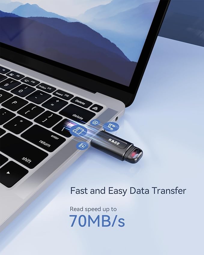K&ZZ USB Drive 32GB 2 Pack Plug and Play USB 3.0 Flash Drives Push- Pull Cover Thumb Drive Portable Jump Drive USB Storage for Computer/Car Audio/Laptop