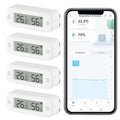 Smart Digital Thermometer Hygrometer, WiFi Indoor Temperature Humidity Sensor with App Alerts, Mini Room Temperature Meter with Data Storage and Export, Compatible with Alexa. 4PCS
