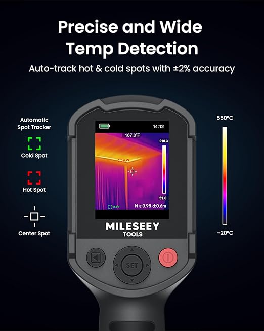 MILESEEY TR10 Thermal Imaging Camera,Super Resolution 192 x 192 Thermal Camera,25 Hz Refresh Rate, -4°F to 1022°F Handheld Infrared Imager,8-Hour Battery Life Infrared Camera