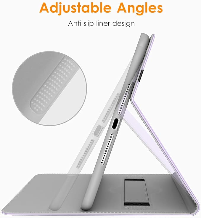 DTTO for iPad 9.7 Inch 5th/6th Generation 2018/2017 Case with Apple Pencil Holder, Premium Leather Folio Stand Cover Case for Apple iPad 9.7 inch, Also Fit iPad Pro 9.7/Air 2/Air - Lavender