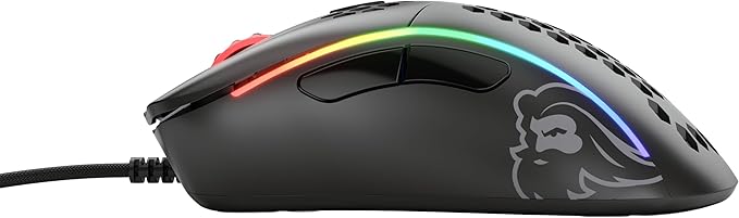 GLORIOUS Model D- (Minus) Wired Gaming Mouse - 61g Superlight Honeycomb Design, RGB, Ergonomic, Pixart 3360 Sensor, Omron Switches, PTFE Feet, 6 Buttons - Matte Black