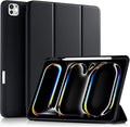 Akkerds Compatible with iPad Pro 13 Inch Case (M5/M4) 2025/2024, for iPad 13 Pro Case with Pencil Holder, Slim Trifold Stand Protective Cover with Soft TPU Back, Auto Wake/Sleep (Black)