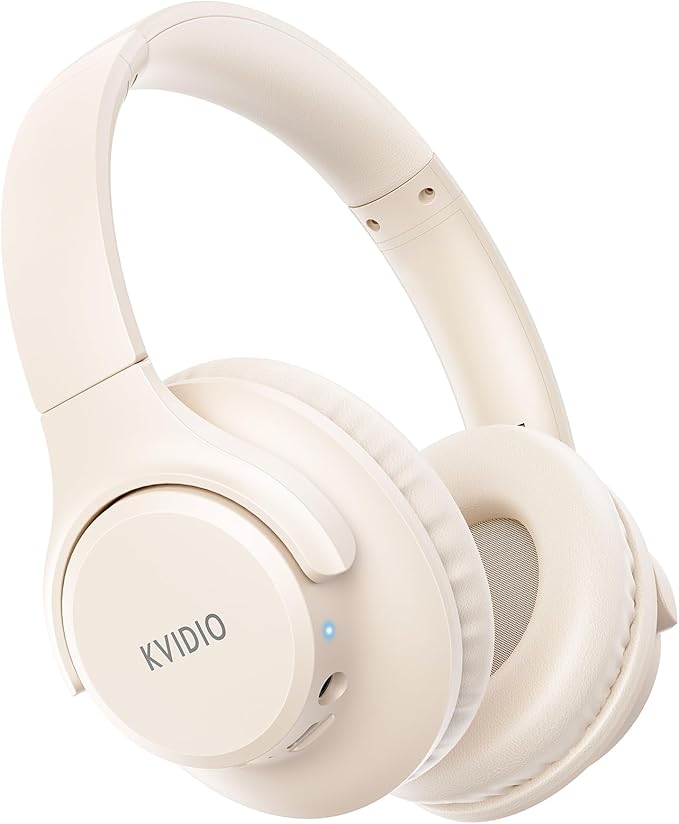 KVIDIO Bluetooth Headphones Over Ear, 65 Hours Wireless Headphones with Mic, Low Latency Foldable Lightweight Headset with Deep Bass, HiFi Stereo Sound Headphones for School Work Cellphone Sports