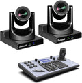 Prisual NDI PTZ Camera System Gen 5, NDI 6 & NDI HX3 Certified, 20X Optical Zoom, AI Auto Tracking, PoE HDMI SDI Bundle PTZ for Church Worship, PTZ Controller, (NDI PTZ Bundle TEM-20N PROx2+TEM-JOY1)