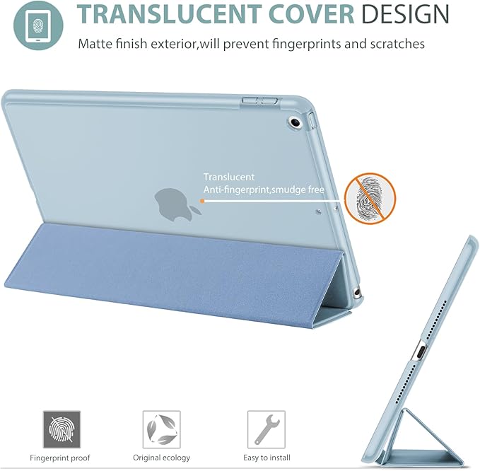 ProCase Smart Case for iPad 9.7 Inch iPad 6th/5th Generation 2018 2017(Model: A1893 A1954 A1822 A1823), Ultra Slim Lightweight Stand Cover with Translucent Frosted Back -SkyBlue