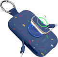 RORRY Portable Charger, 5000mAh Portable Charger Power Bank with Built-in Cables, Travel Keychain Battery Pack for Apple Watch Ultra/11/10/9/8/7/6/SE, iPhone Air/17/16/15/14/13/12, Confetti-Deepblue