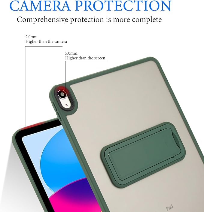 Shockproof Case for iPad (A16) 11th/10th Generation 10.9 inch 2025/2022, Kickstand Slim Fit Rugged Bumper Lightweight Anti-Scratch Bumper Case Cover for iPad 11th/10th Gen, Green