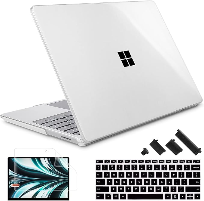 May Chen Compatible with Microsoft Surface Laptop Go 3 Go 2 Go 1 12.4 Inch Model 1943 2013 (2023 2022 2020 Release), Plastic Hard Shell Case with Screen Protector + Keyboard Cover, Crystal Clear