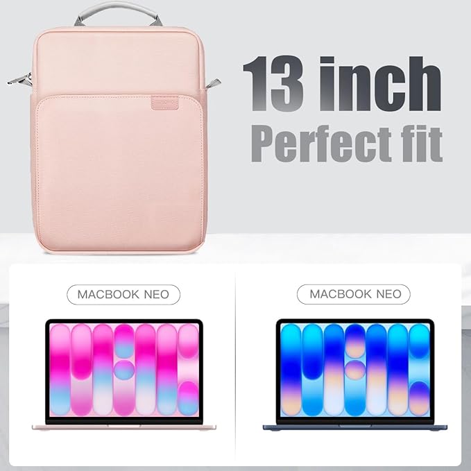 TiMOVO Laptop Sleeve Bag for MacBook Neo 13 inch 2026 Model A3404 with A18 Pro Chip, Handle Carrying Case with Shoulder Strap, Pink