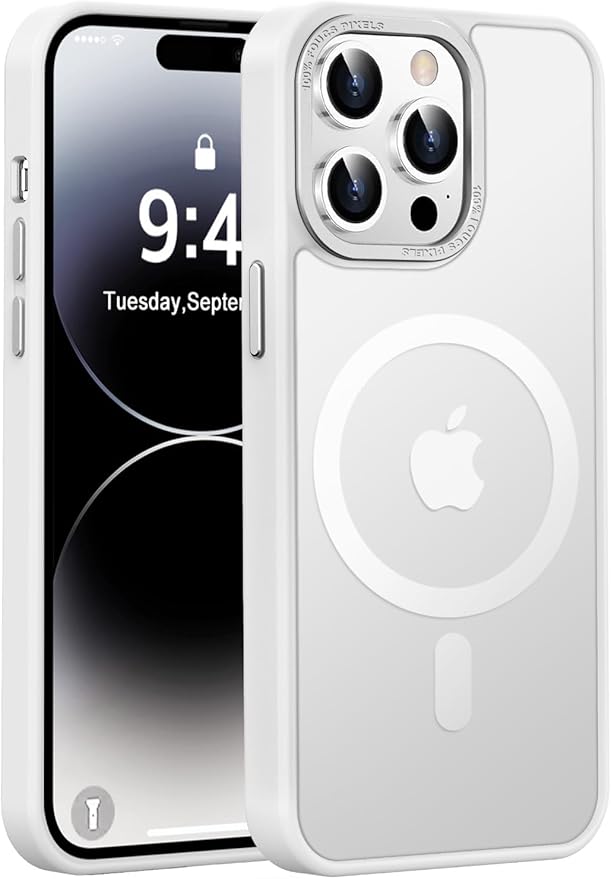 Newfuture Designed for iPhone 14 Pro Case with Magnetic [13 FT Military Drop Protection] [Compatible with Magsafe] Slim Translucent Matte Shockproof with Anti-Fingerprint Phone Case, Frosted White