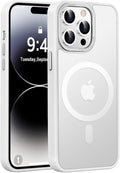 Newfuture Designed for iPhone 14 Pro Case with Magnetic [13 FT Military Drop Protection] [Compatible with Magsafe] Slim Translucent Matte Shockproof with Anti-Fingerprint Phone Case, Frosted White