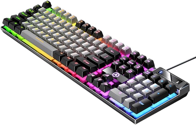 Gaming Keyboard Wired E-Sports Key Board RGB Backlit Computer Keyboard Square Key for Desktop Laptop PC Mac Game Typing