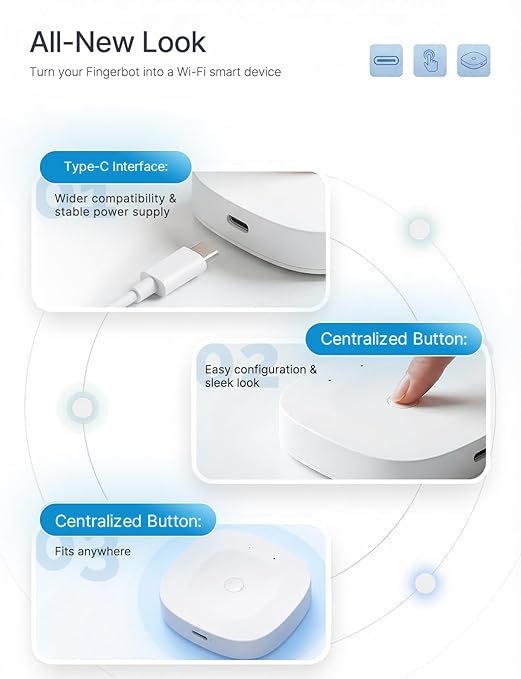 Add MOES FingerBot Tuya Bluetooth Hub Link FingerBot to Wi-Fi (Support 2.4GHz) Compatible with Alexa, Google Home, IFTTT and Timmer Control. One Gateway Can Connect Multiple FingerBots