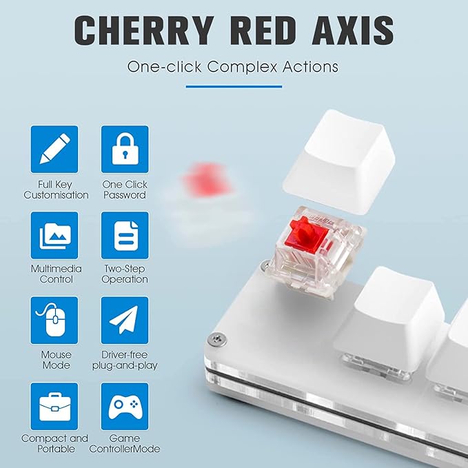 Ecarke Mini 4-Key OSU Keypad Hotswap One Handed Keypad Mechanical Gaming Keyboard,Can Self Programming Macro,with 1.5m USB-C Data Cable（Upgrade Cherry Shaft & RGB LED
