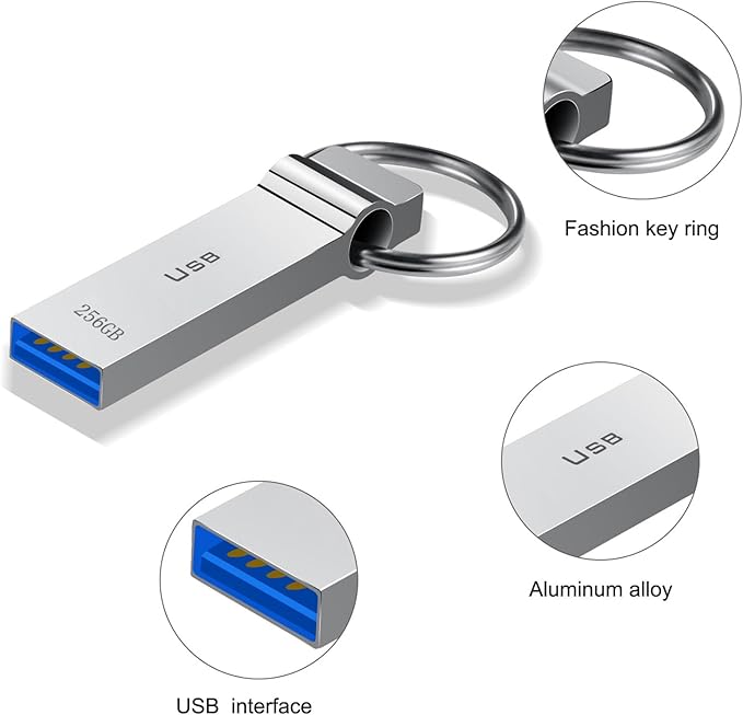 USB Flash Drive 230GB Waterproof USB Stick High Speed Memory Stick 230GB Ultra Large Storage Metal Thumb Drive with Keychain Design for Laptop Computer Tablet