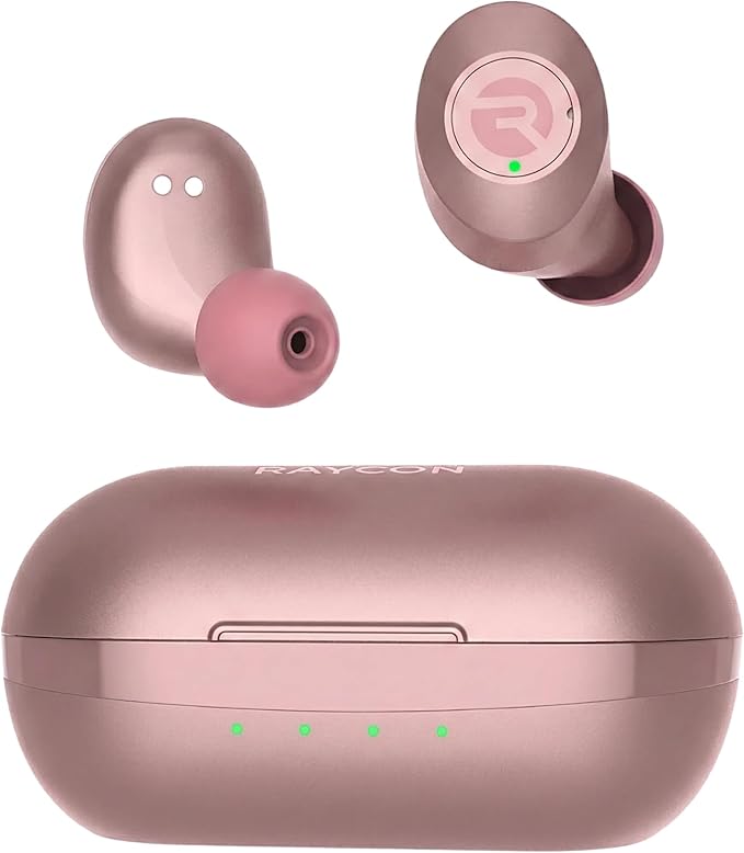 Raycon Everyday Classic Bluetooth Wireless Earbuds + Microphone with Active Noise Canceling, Sweat & Water-Resistant Earphones, Ear Buds Wireless Bluetooth Up to 32 Hours Playtime (Rose Gold)