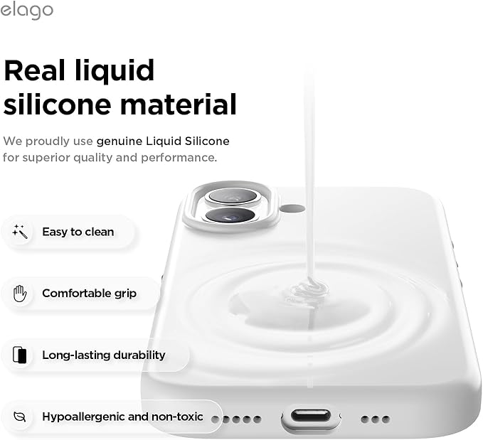 elago Compatible with iPhone 17 Case, Premium Magnetic Silicone Case, Compatible with MagSafe, Liquid Silicone Material, Protective Cover, Shockproof, Slim Phone, 6.3 inch (White)
