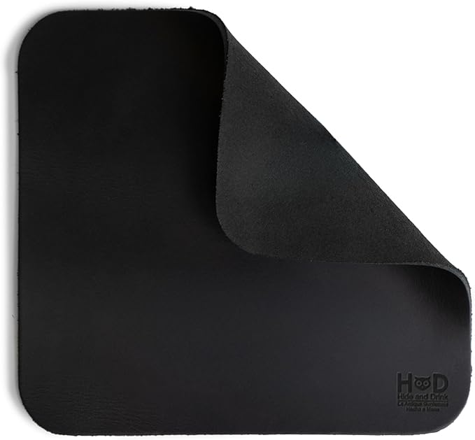 Hide & Drink, Durable Mouse Pad, Executive Mousepad for Work Desk & Office Essentials, Genuine Mat, Thick Full Grain Leather, Handmade, Charcoal Black