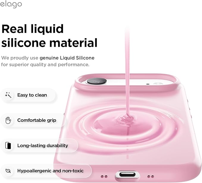 elago for iPhone Air Case, Premium Magnetic Silicone Case, Compatible with MagSafe, Liquid Silicone Material, Protective Cover, Shockproof, Slim Phone, 6.5 inch (Hot Pink)