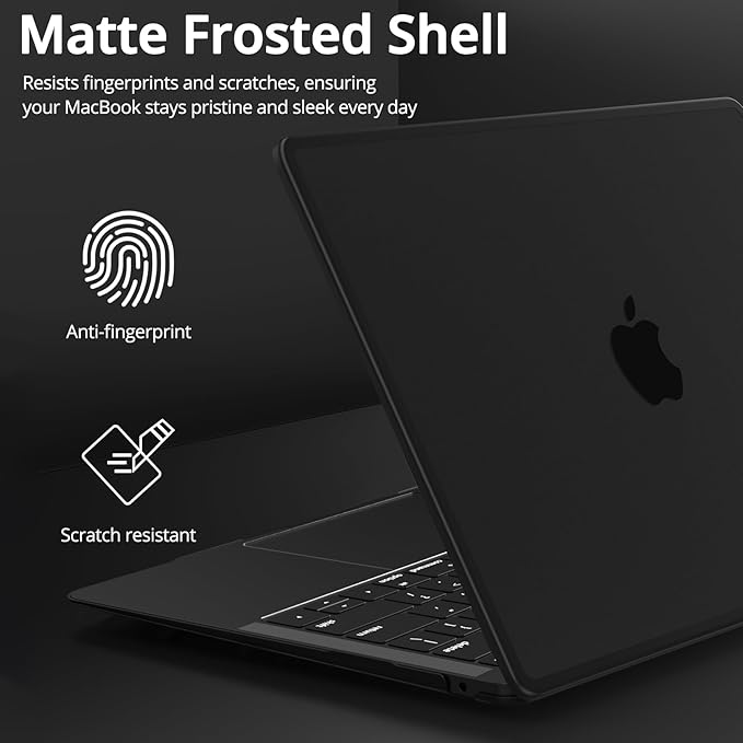B BELK Compatible with MacBook Air 13 inch Case 2022 2021 2020 2019 2018 A2337 M1 A2179 A1932, Matte Plastic Hard Shell + Keyboard Cover+ Screen Protector for MacBook Air 13.3 inch Case, Frost Black