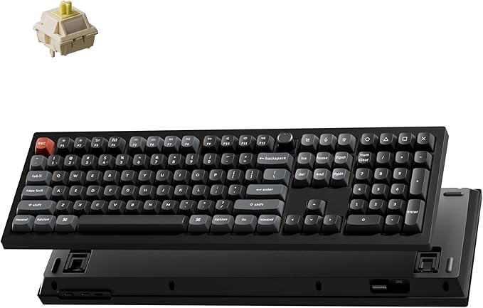 Keychron V6 Ultra 8K Full Size Wireless Mechanical Keyboard, 8000Hz, Hot-Swappable Banana Switch, RGB Backlight, PBT Keycaps, 2.4GHz/Bluetooth/Wired, for Windows macOS Linux – Black