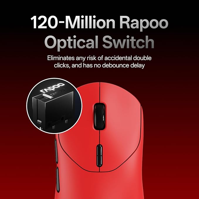 Rapoo VT2 MAX Wireless Gaming Mouse, True 8K Wireless Polling Rate, 53g Lightweight, Up to 750 Hr Battery, Nordic nRF54L15 MCU, 120-Million Optical Switch, 10 Programmable Buttons, Macro Enabled