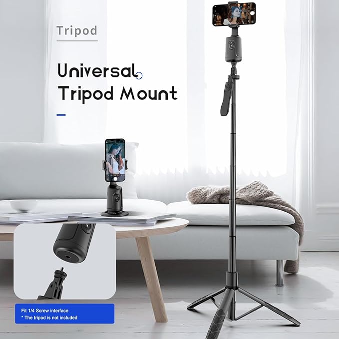 GREEN HOUSE Auto Face Tracking Phone Holder & Mount, 360°Fast Rotation, Gimbal Stabilizer for Influencer Content Creating Vlog, YouTube, TikTok, Gesture Recognization, GH-USTTA-BK