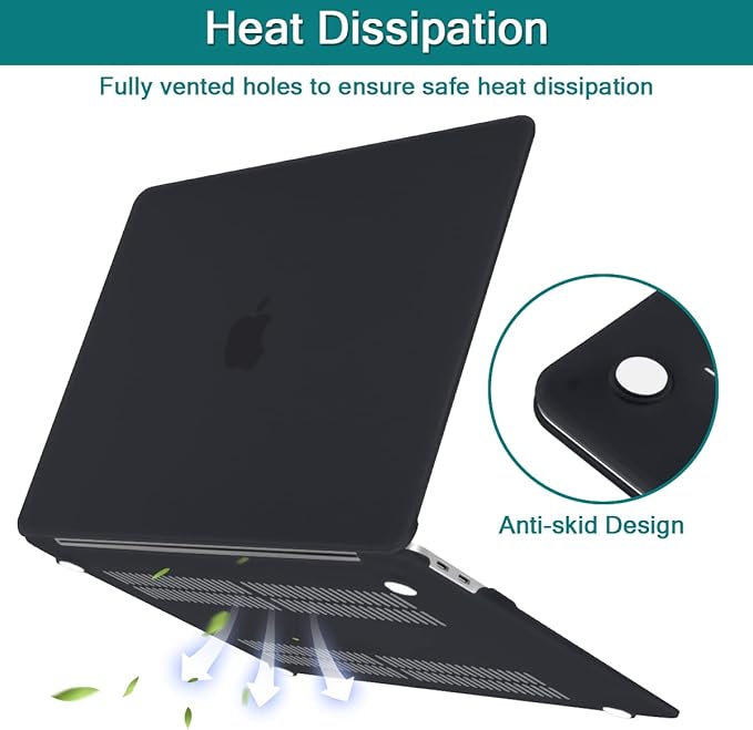 Teryeefi for MacBook Pro 13 inch Case A2338 M1 M2 A2251 A2251 A2159 A1989 A1706 (2016-2022) Frosted Hard Shell Case & Keyboard Cover & Screen Protector for MacBook Pro 13 Retina with Touch ID, Black