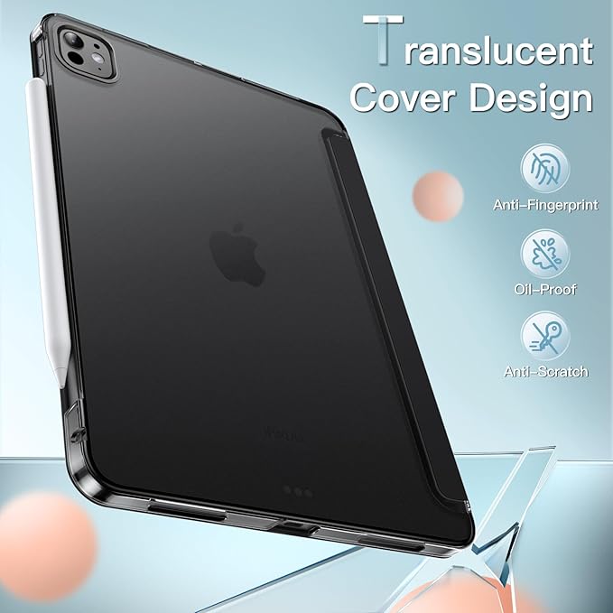 JETech Case for iPad Pro 11-Inch M5/M4 2025/2024 (6th/5th Generation), Slim Stand Hard Back Shell Smart Cover with Auto Wake/Sleep (Black)