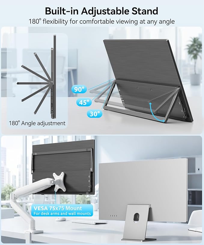 MAGICRAVEN Wireless Portable Monitor for Laptop, 15.6" Portable Monitor with Battery-1080P FHD Second Screen for Home & Office, AirPlay & Miracast Casting, No Cables or Drivers Needed(with Stand)