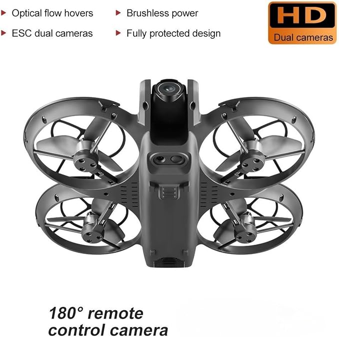 Hobby Mini Drone With Display Screen, Dual Cameras, 360° Propeller Guard, Optical Flow Positioning, Brushless Motor, One Key Takeoff/Landing, Headless Mode, Hovering, LED Light, 2 Batteries, Handbag, Beginner-Friendly FPV Remote Control Quadcopter, Sma...