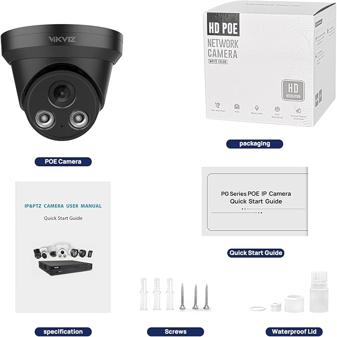 5MP PoE Camera,Smart Human/Vehicle Detection IP Camera,Built-in Mic,2.8mm Lens 105°Wide Angle Vision POE Security Camera,98ft IR Night Vision, 24/7 Recording,IP67 Waterproof, NDAA Compliant (Black)