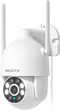 ARCCTV 2K Security Camera Outdoor, 2.4G/5G WiFi 24/7 Recording Security Camera, 360° PTZ Auto Tracking, Motion Tracking, Full Color Night Vision, Waterproof