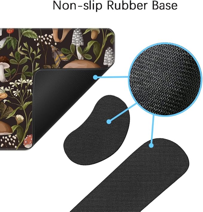 MIBITRI Keyboard Mouse Pad Set, Extended Gaming Mouse Pad+Ergonomics Keyboard Wrist Rest Support, Memory Foam, Easy Typing Pain Relief, 3Pcs XXL Ultra Thick Desk Mat, Cute Mushroom