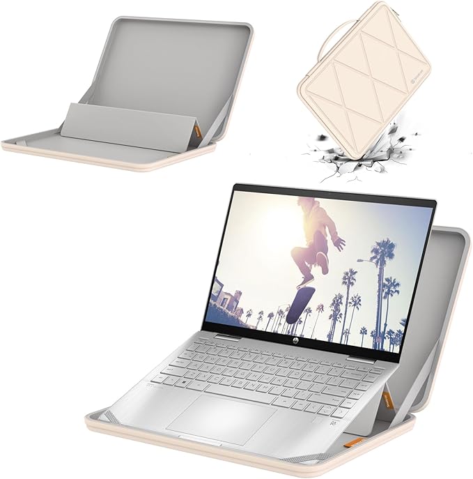 Smatree MS47T Hard EVA Protective Sleeve Case with Stand Compatible for 14 inch HP Pavilion x360 2-in-1 Laptop 14t/14, for 14 inch HP Envy x360 14t-es000, White
