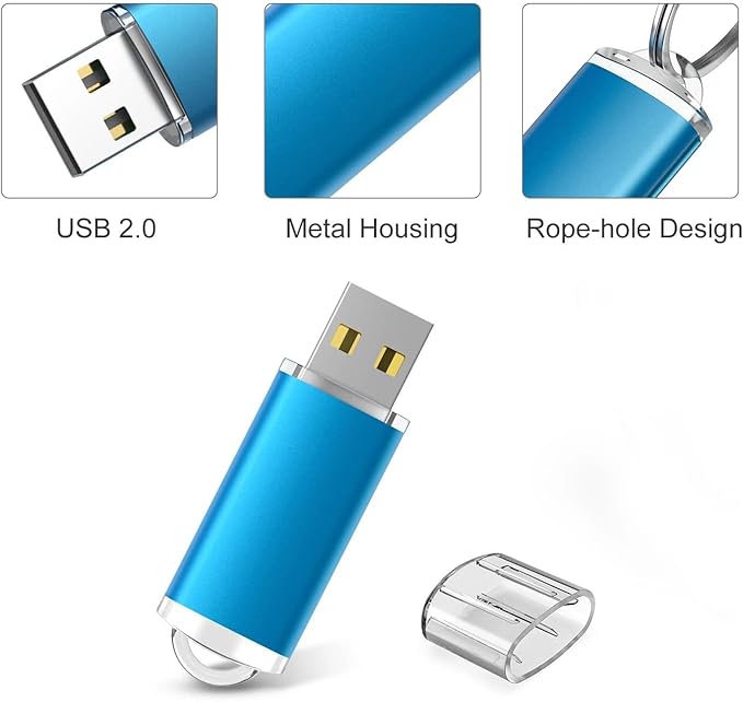 Generic Dual-Pack 256GB USB Flash Drives - High-Speed Data Transfer, Colorful & Reliable Storage for Photos, Videos, Music(2 Pack Plastic USB Blue, 256GB)