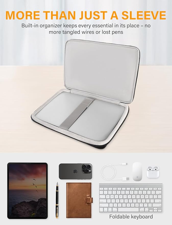DOMISO Computer Bags, Laptop Case Sleeve Cover for 16 inch MacBook Pro M4/M3/M2/M1 Pro/Max A3403 A3186 A2991 A2780 A2485 A2141,Compatible with 15.6 inch HP Lenovo Dell XPS 16 with Small Case, Black