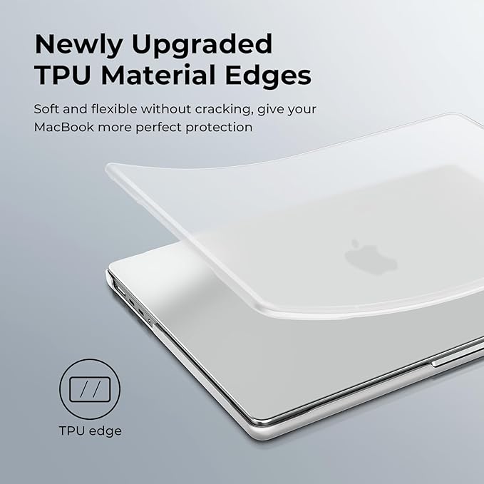 BlueSwan Anti-Cracking Hard Shell Case Compatible with MacBook Pro 14-inch M5 2026 2025-2021 Release M4 M3 M2 M1 Pro/Max Chip, Anti-Fingerprint Soft TPU Bumper, Frosted White